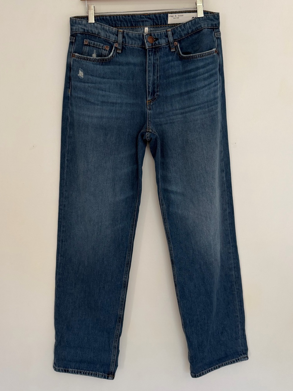 Rag & Bone "Dre" Blue Blake Wash Baggy Low Rise Slim Boyfriend 100% Cotton Jean